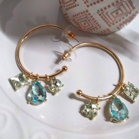 Jewelry - Golden C Hoop Brilliant Gems Earrings
